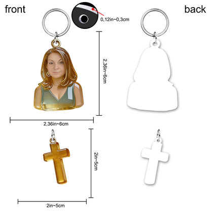 Custom Any Photo - Personalized Christian Keychain With Charms