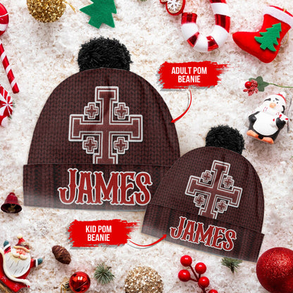 Jerusalem Cross medieval Knights Cross Crusader - Personalized Christian Beanie Hat