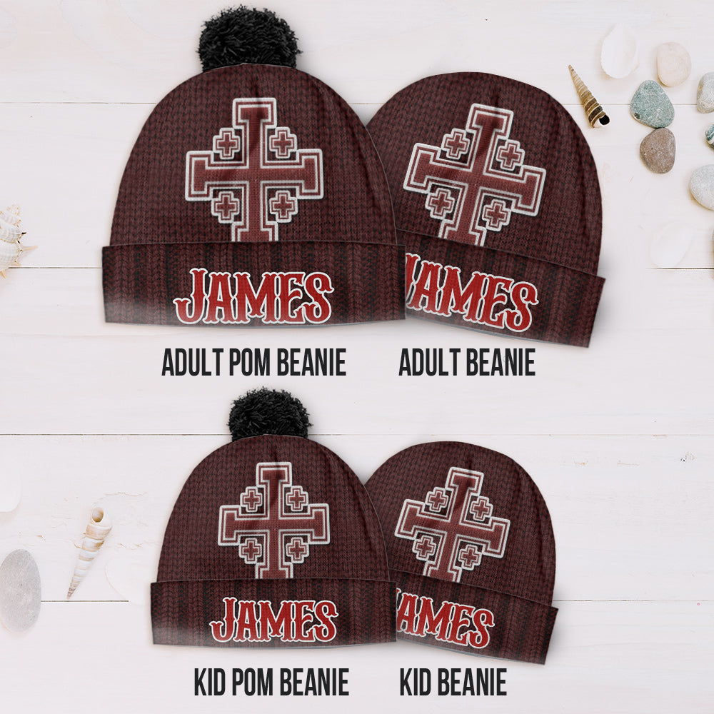 Jerusalem Cross medieval Knights Cross Crusader - Personalized Christian Beanie Hat