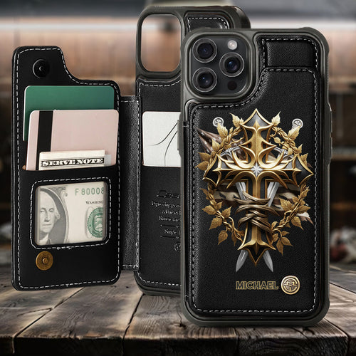 Festive Intricate Patriotic Christian Emblem - Personalized Christian Wallet Phone Case