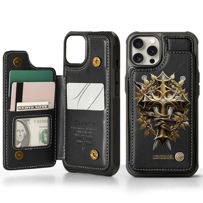 Festive Intricate Patriotic Christian Emblem - Personalized Christian Wallet Phone Case