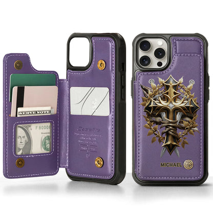 Festive Intricate Patriotic Christian Emblem - Personalized Christian Wallet Phone Case