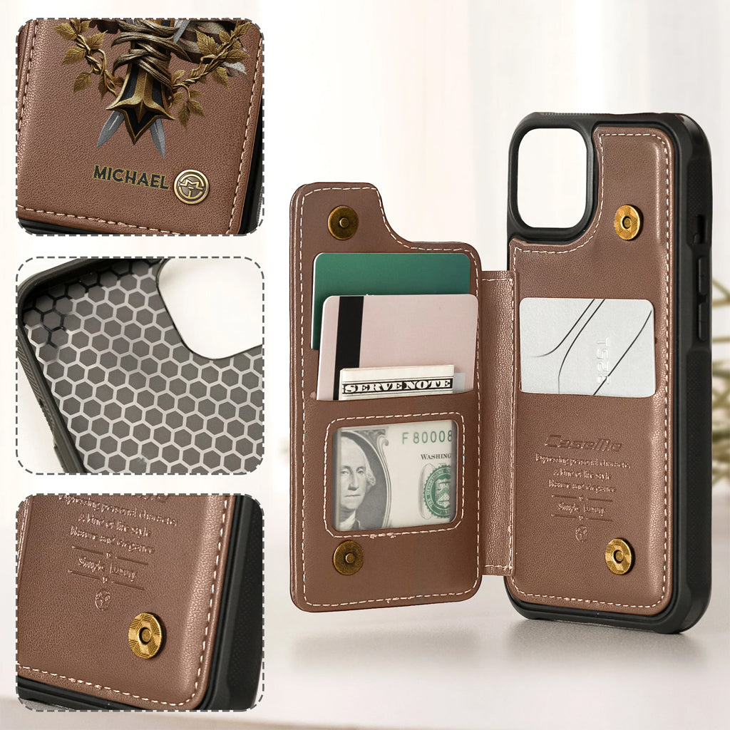 Festive Intricate Patriotic Christian Emblem - Personalized Christian Wallet Phone Case