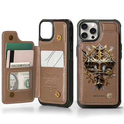 Festive Intricate Patriotic Christian Emblem - Personalized Christian Wallet Phone Case