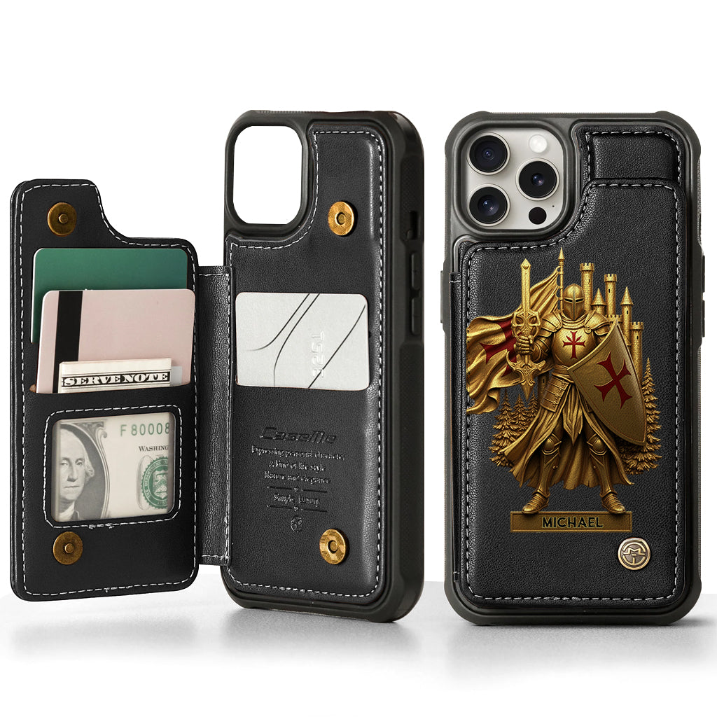 Christmas Gift Golden Templar Knight - Personalized Christian Wallet Phone Case