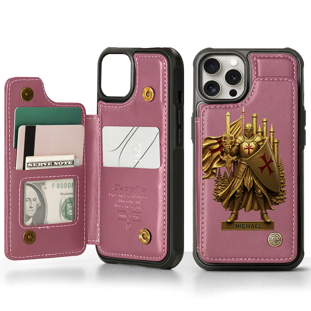 Christmas Gift Golden Templar Knight - Personalized Christian Wallet Phone Case