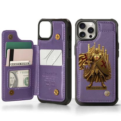 Christmas Gift Golden Templar Knight - Personalized Christian Wallet Phone Case