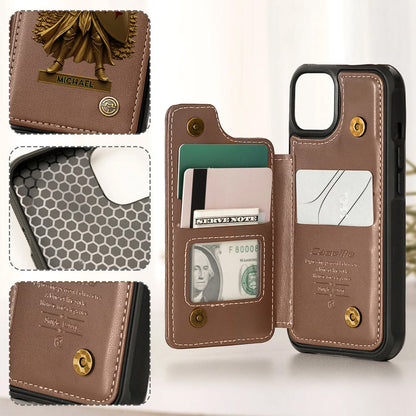 Christmas Gift Golden Templar Knight - Personalized Christian Wallet Phone Case