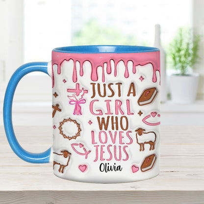 Just A Girl Who Loves Jesus - Personalized Christian Accent Mug