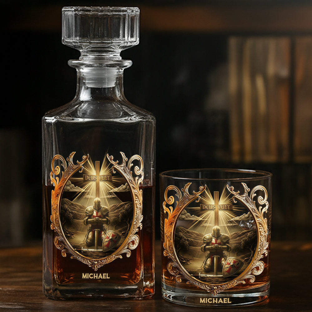 Deus vult - Personalized Christian Whiskey Glass
