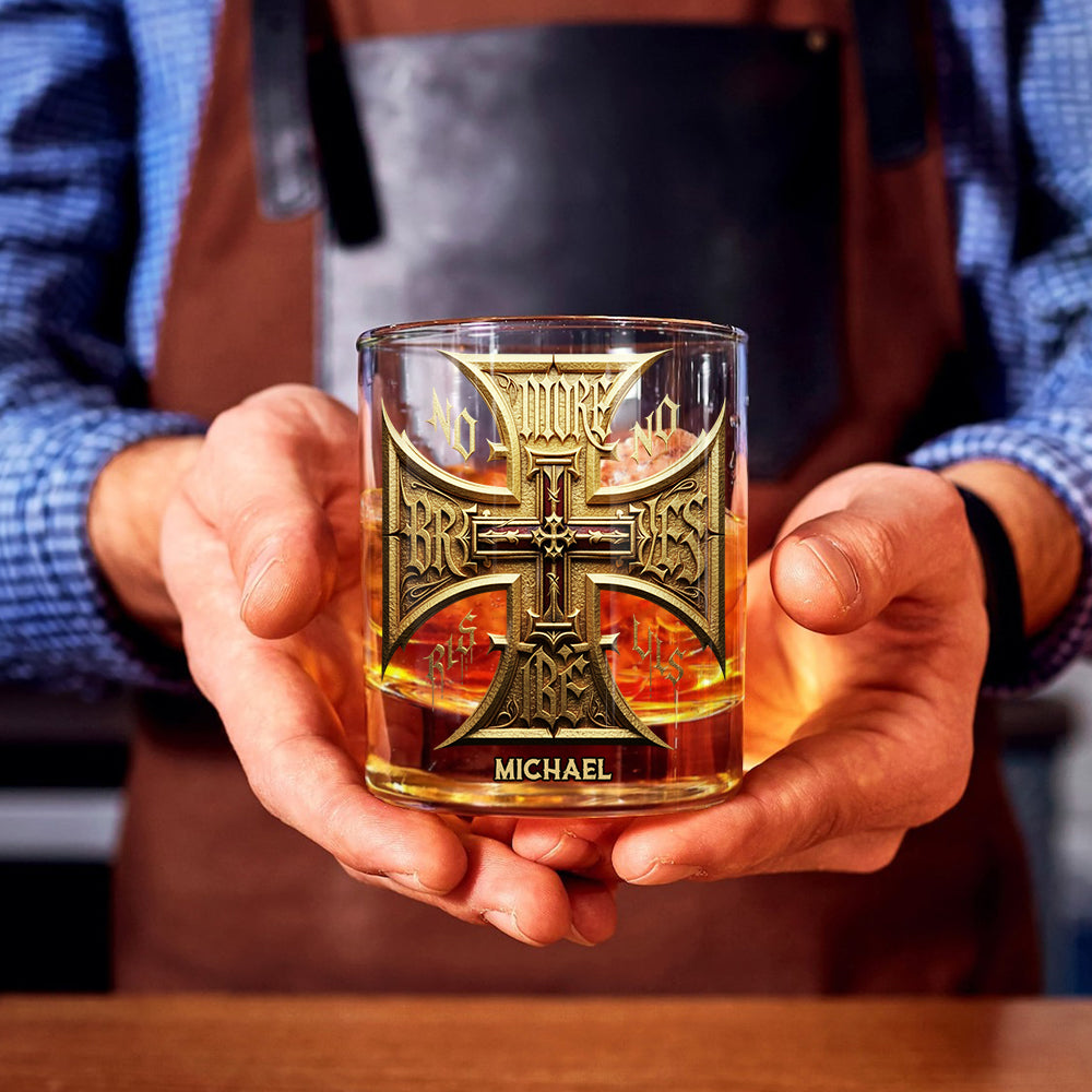 Medieval Cross Detailed Gothic Style, Declaring Unwavering Principles Perfect Christmas - Personalized Christian Whiskey Glass