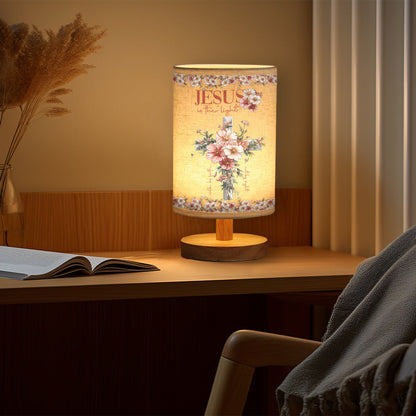 Jesus is the Light - Personalized Christian Table Lamp with Wood Base