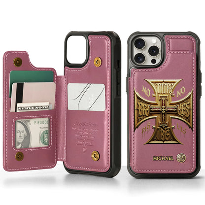 Medieval Cross Detailed Gothic Style - Personalized Christian Wallet Phone Case