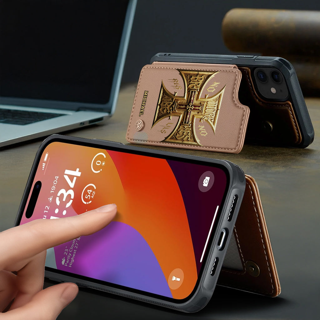 Medieval Cross Detailed Gothic Style - Personalized Christian Wallet Phone Case