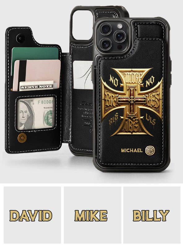 Medieval Cross Detailed Gothic Style - Personalized Christian Wallet Phone Case