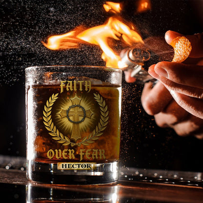 Faith Over Fear - Personalized Christian Whiskey Glass