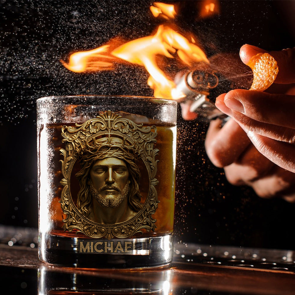 Jesus Christ King Of Kings Lord of Lords - Personalized Christian Whiskey Glass