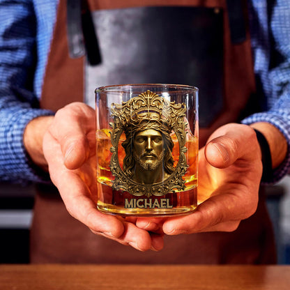 Jesus Christ King Of Kings Lord of Lords - Personalized Christian Whiskey Glass