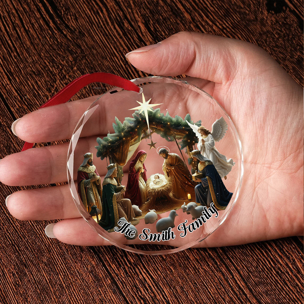 Christmas Nativity Glass Ornament - Hand-Painted Heirloom Collectible for Home Decor - Personalized Christian Round Shaped Glass Ornament