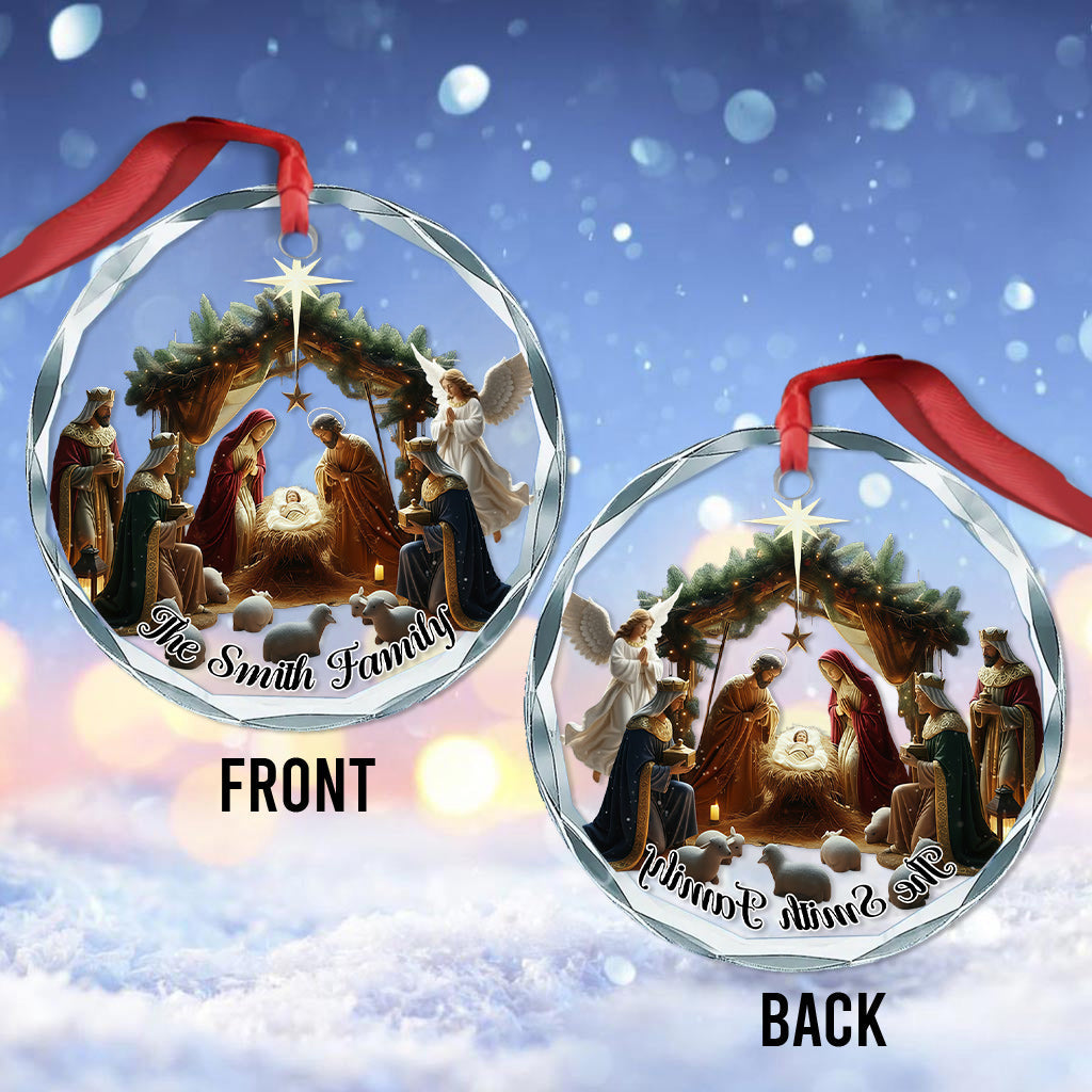 Christmas Nativity Glass Ornament - Hand-Painted Heirloom Collectible for Home Decor - Personalized Christian Round Shaped Glass Ornament