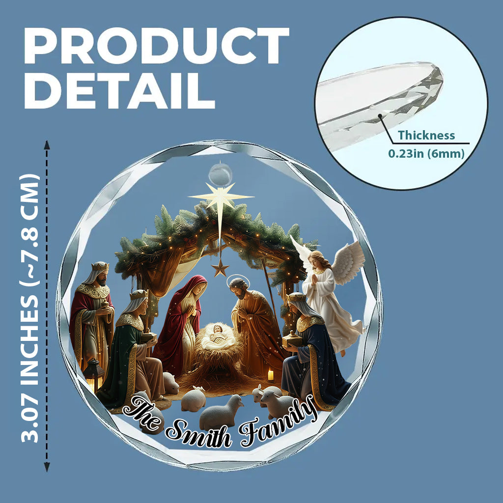 Christmas Nativity Glass Ornament - Hand-Painted Heirloom Collectible for Home Decor - Personalized Christian Round Shaped Glass Ornament