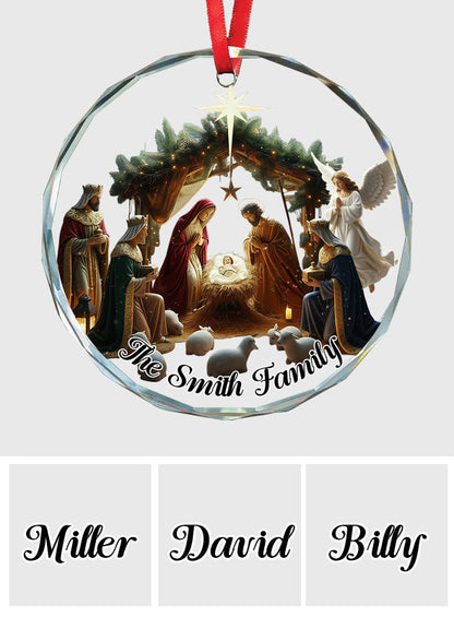 Christmas Nativity Glass Ornament - Hand-Painted Heirloom Collectible for Home Decor - Personalized Christian Round Shaped Glass Ornament