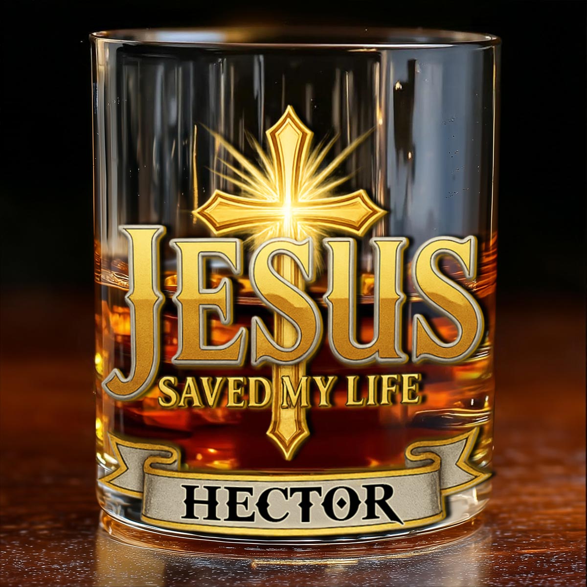 Jesus Saved My Life - Personalized Christian Whiskey Glass
