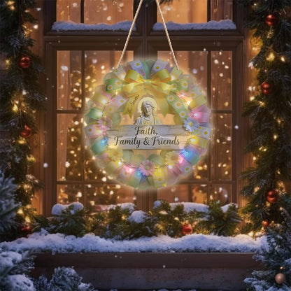 Faith, Family, Friends - Personalized Christian LED Light Acrylic Sign