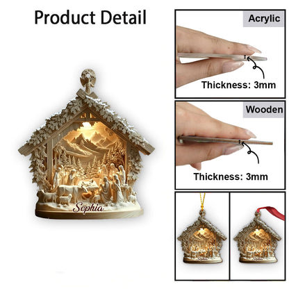 Nativity Scene Jesus - Personalized Christian Ornament