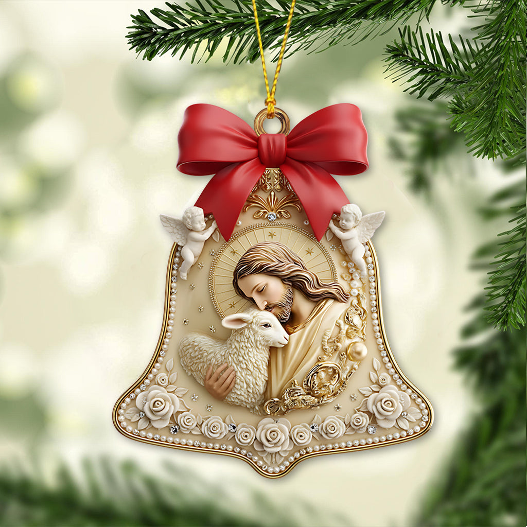 Christmas Jesus & Lamb Devotional Ornament - Intricate Holy Family Keepsake for Christian Home & Gifting - Personalized Christian Ornament