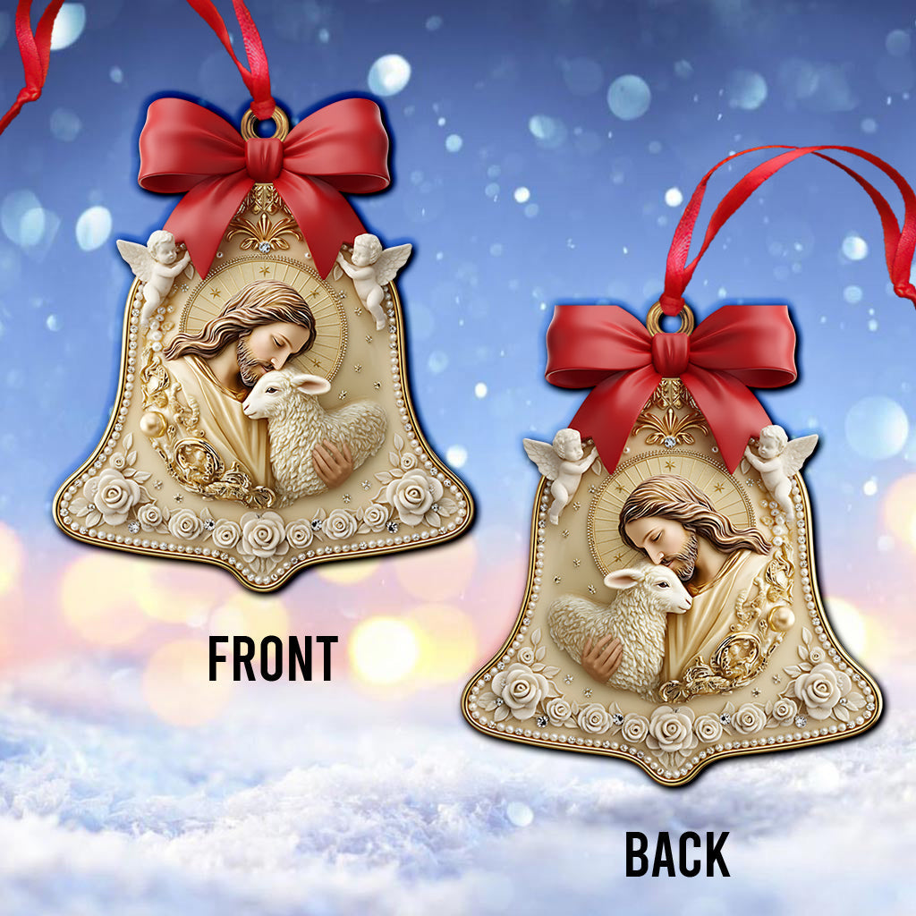 Christmas Jesus & Lamb Devotional Ornament - Intricate Holy Family Keepsake for Christian Home & Gifting - Personalized Christian Ornament