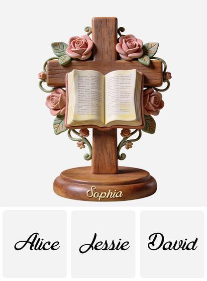 Cross with Bible - Personalized Christian Custom Shaped Acrylic Plaque