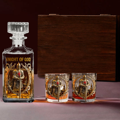 Knight Of God - Personalized Christian Whiskey Decanter Set