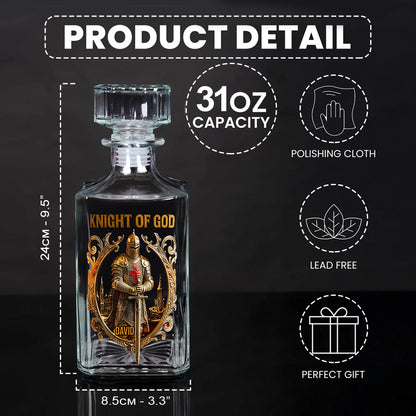 Knight Of God - Personalized Christian Whiskey Decanter Set