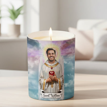 Jesus Prayer Novelty gift - Personalized Christian Candle With Wooden Lid