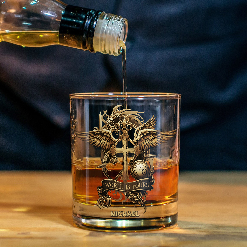 World Is Your - Personalized Christian Whiskey Glass