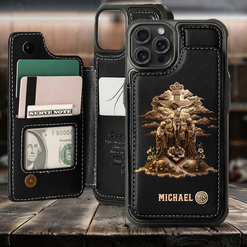 Christmas Sacred Crucifixion Sculpture - Personalized Christian Wallet Phone Case