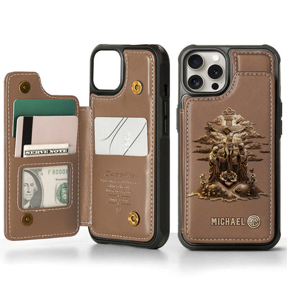 Christmas Sacred Crucifixion Sculpture - Personalized Christian Wallet Phone Case