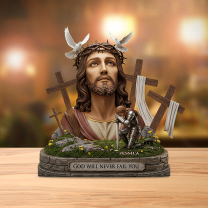 God Will Never Fail You - Personalized Christian Custom Shaped Acrylic Plaque