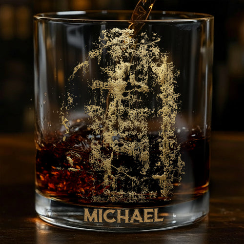 Christmas Gift Shroud of Turin Jesus Face Whiskey Glass, Unique Spiritual Present for Devout Men - Personalized Christian Whiskey Glass
