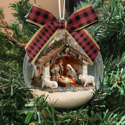 In God We Trust - Personalized Christian Snow Globe Ornament With Bow