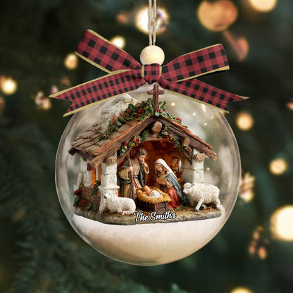 In God We Trust - Personalized Christian Snow Globe Ornament With Bow