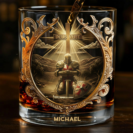 Deus vult - Personalized Christian Whiskey Glass