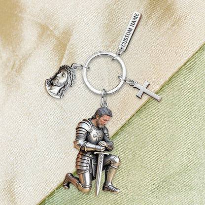 Knight Of God - Personalized Christian Keychain With Charms