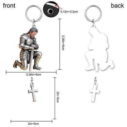 Knight Of God - Personalized Christian Keychain With Charms