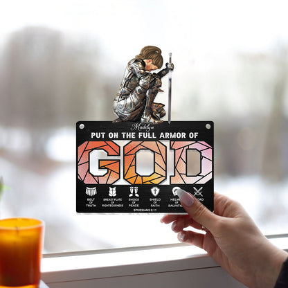 Warrior of God - Personalized Christian Window Hanging Suncatcher Ornament