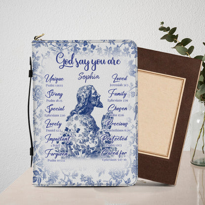 God Say You Are - Personalized Christian Leather Bible Cover Bag