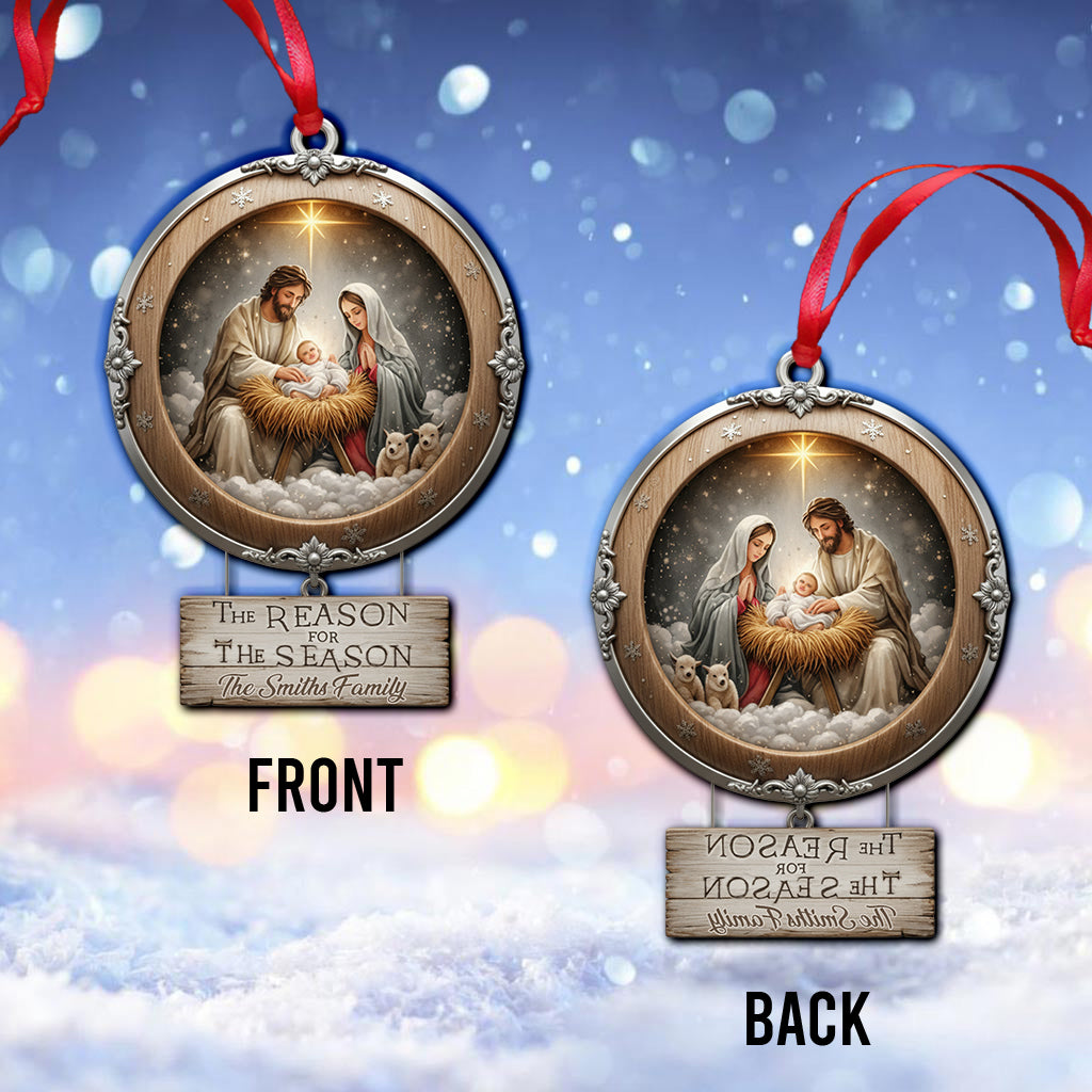 Christmas Nativity Holy Family Ornament - "Reason for the Season" Manger Scene Keepsake Gift for Christian Homes - Personalized Christian Ornament