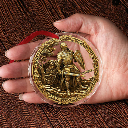 Knight - Personalized Christian Round Shaped Glass Ornament