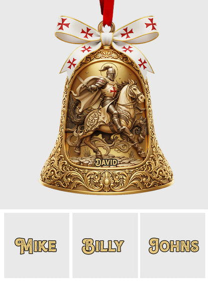 Christmas Knight Templar Gold Bell Ornament - Personalized Christian Ornament